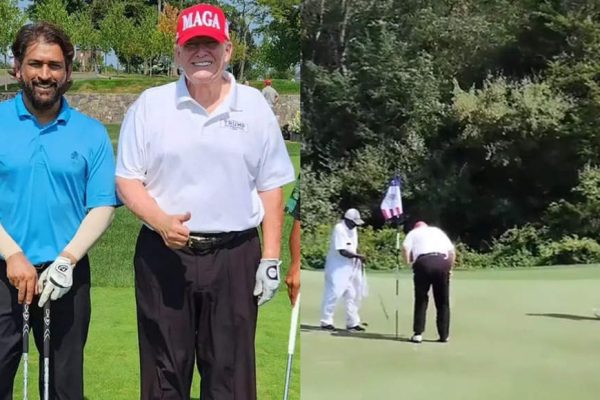 WATCH: MS Dhoni playing golf with Donald Trump